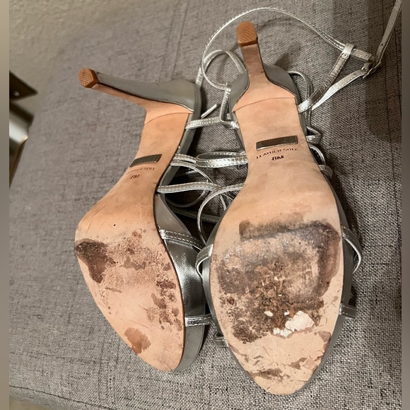 Badgley Mischka Strappy Platform Shoes in Silver Size 8 - Picture 7 of 10
